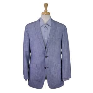 Hugo Boss Current Light Blue Wool Linen 2-Btn Blazer Jacket 42L
